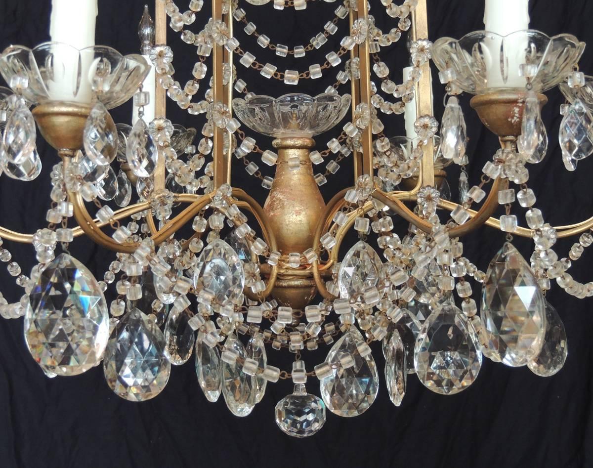 Early 20th C Venetian Crystal Chinoiserie Chandelier 1