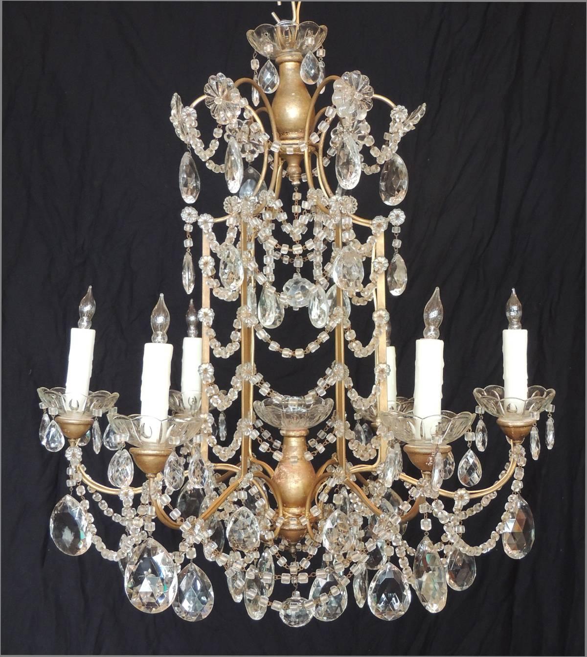 Early 20th C Venetian Crystal Chinoiserie Chandelier 2