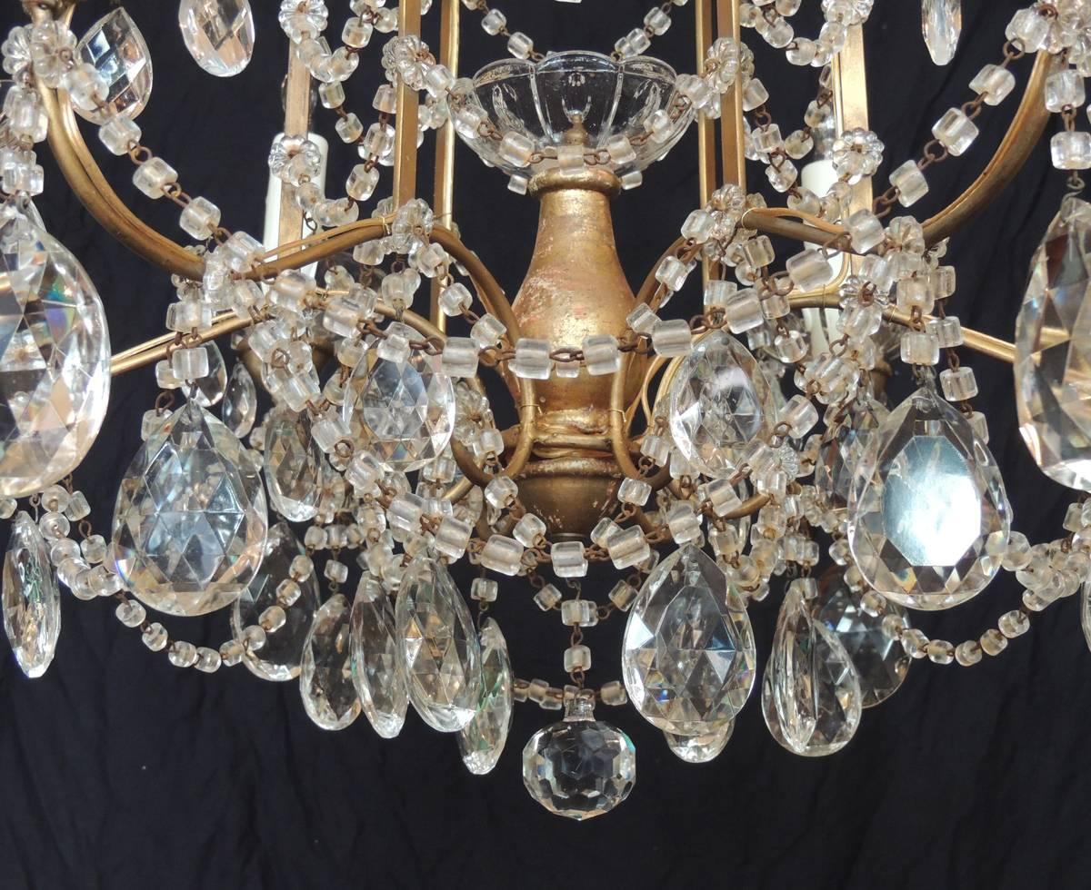 Early 20th C Venetian Crystal Chinoiserie Chandelier In Excellent Condition In Charleston, SC