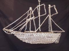 Late 19th C French Crystal Ship Chandelier