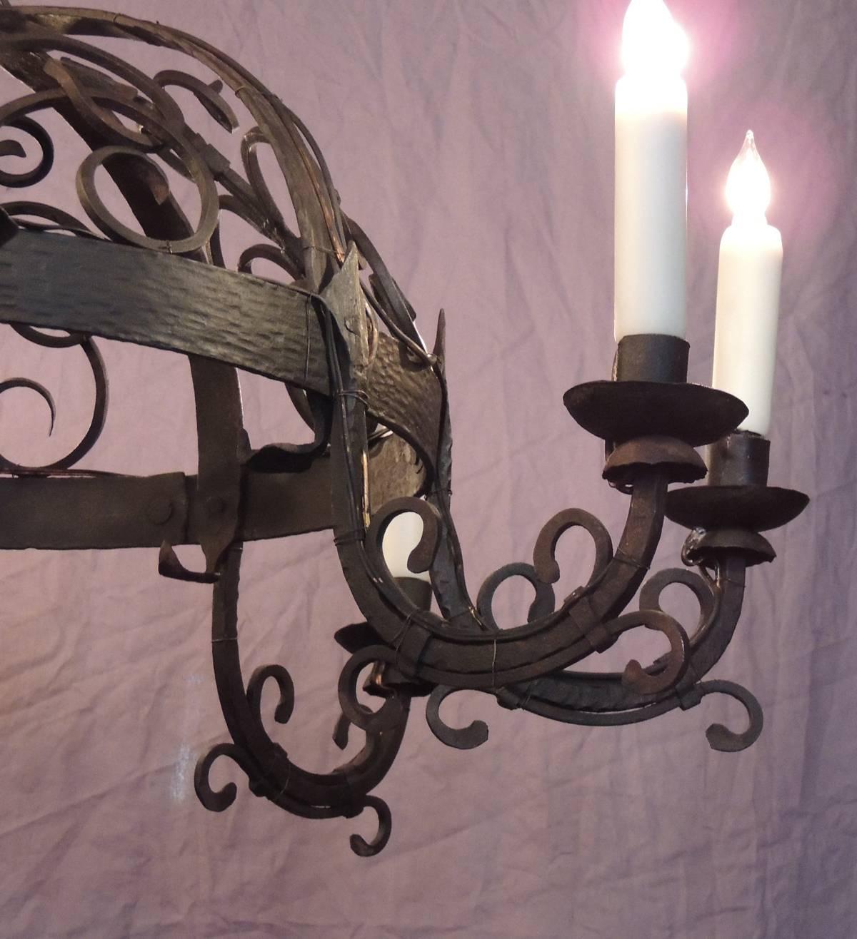 Mid-19th Century 19th C French Wrought Iron Chandelier