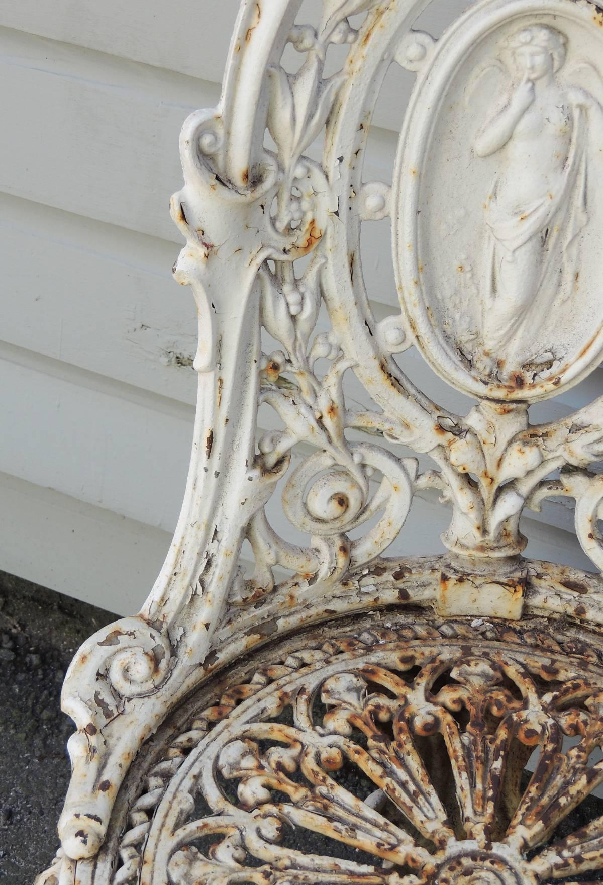 Pair of Early 20th C English Cast Iron Garden Chairs In Good Condition In Charleston, SC