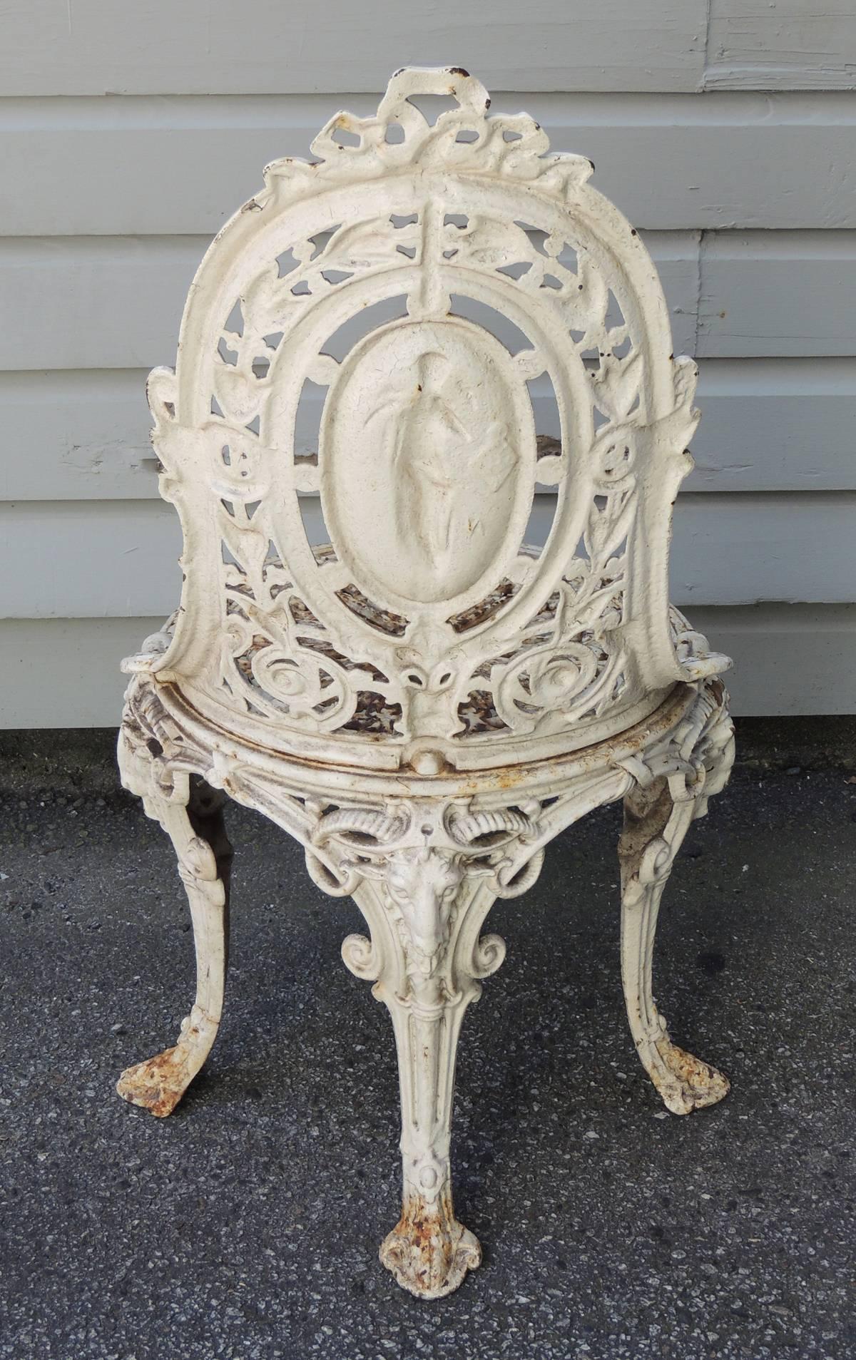 Pair of Early 20th C English Cast Iron Garden Chairs 3