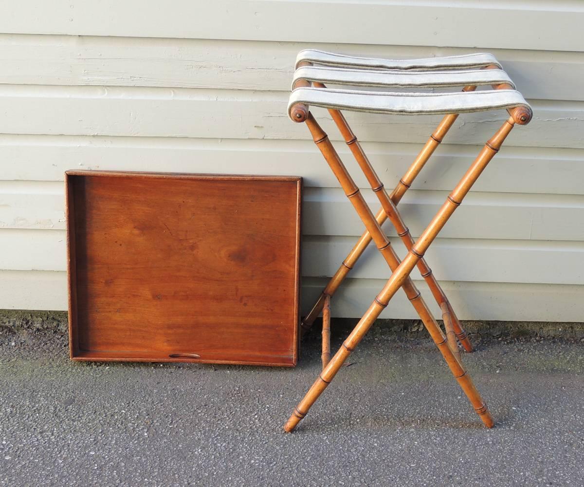 19th Century 19th C English Regency Butlers Tray Table with Faux Bamboo Legs