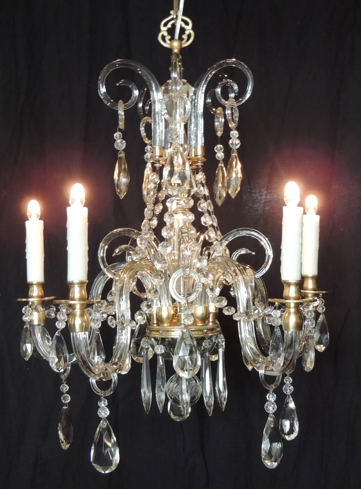 Early 20th C French Baccarat-Quality Crystal and Bronze Doré Chandelier 4