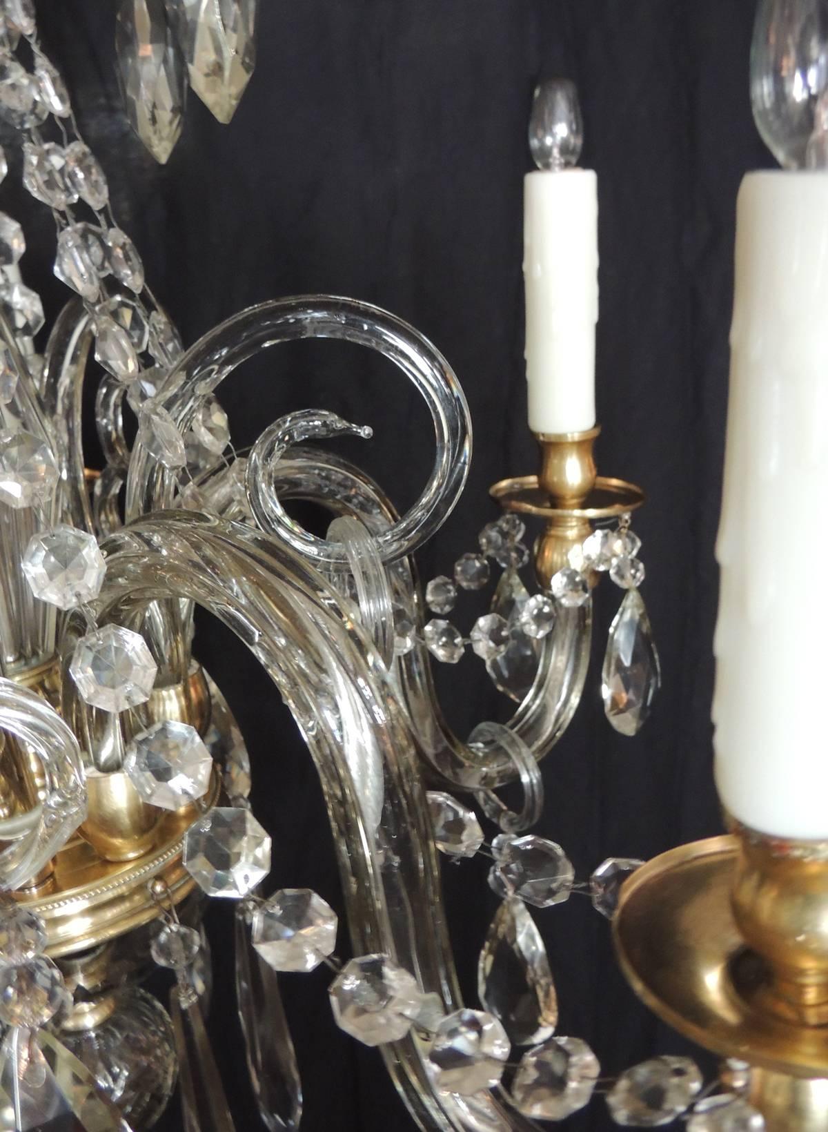 Early 20th C French Baccarat-Quality Crystal and Bronze Doré Chandelier 2