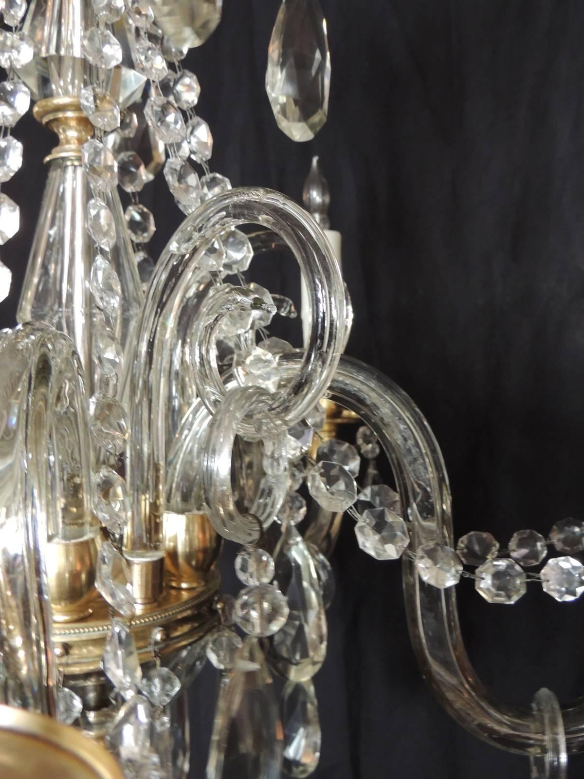 Early 20th C French Baccarat-Quality Crystal and Bronze Doré Chandelier 1