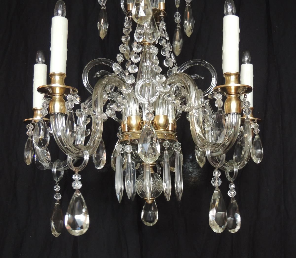 Louis XIV Early 20th C French Baccarat-Quality Crystal and Bronze Doré Chandelier