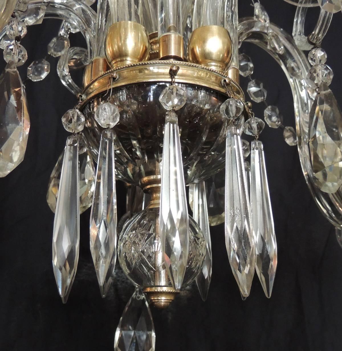Early 20th C French Baccarat-Quality Crystal and Bronze Doré Chandelier 3