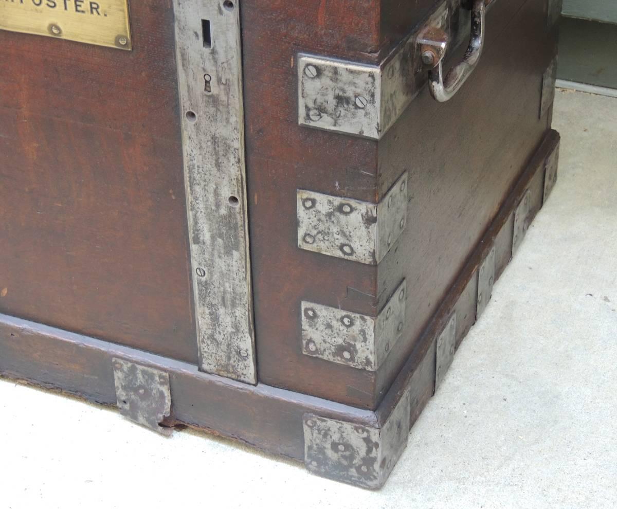 Georgian Mid 19th C English Oak Silver Chest with Double Lock