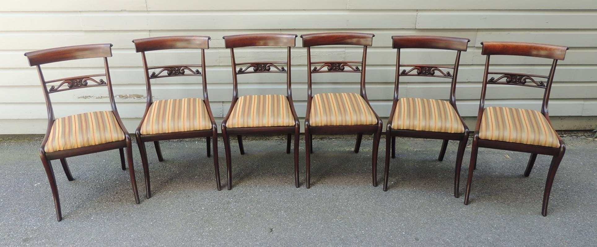 Set of Six Early 19th C English Regency Mahogany Dining Chairs 3