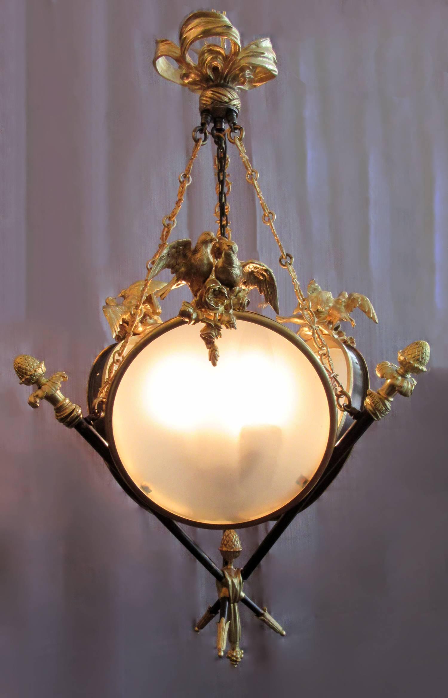 Gilt 19th Century French Regence Roman Standard Bronze Doré Chandelier