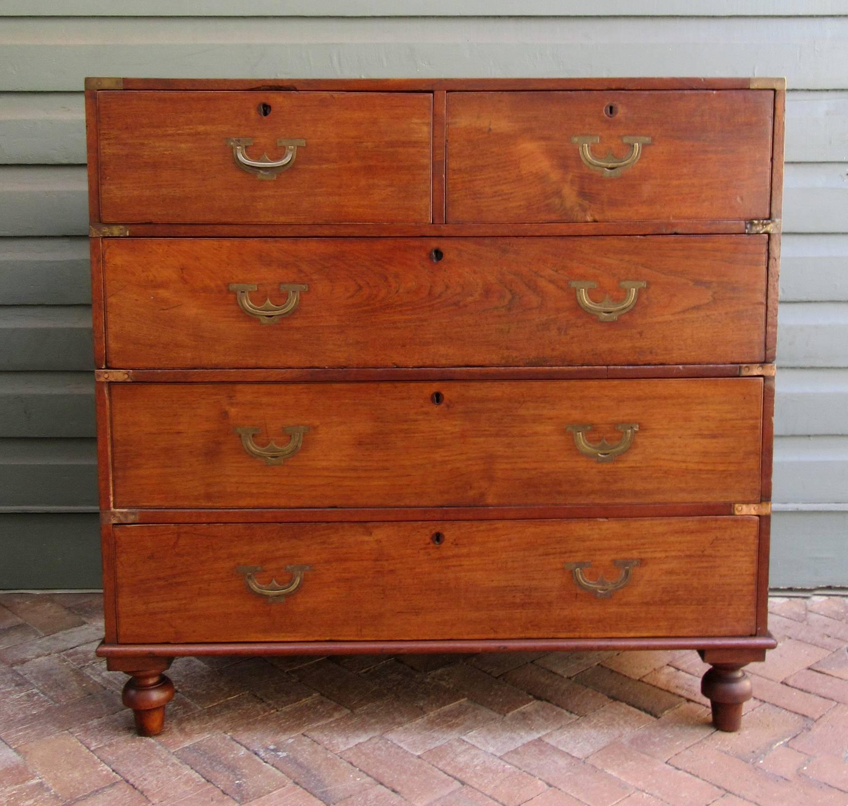 19th Century English Campaign Mahogany Chest of Drawers 1