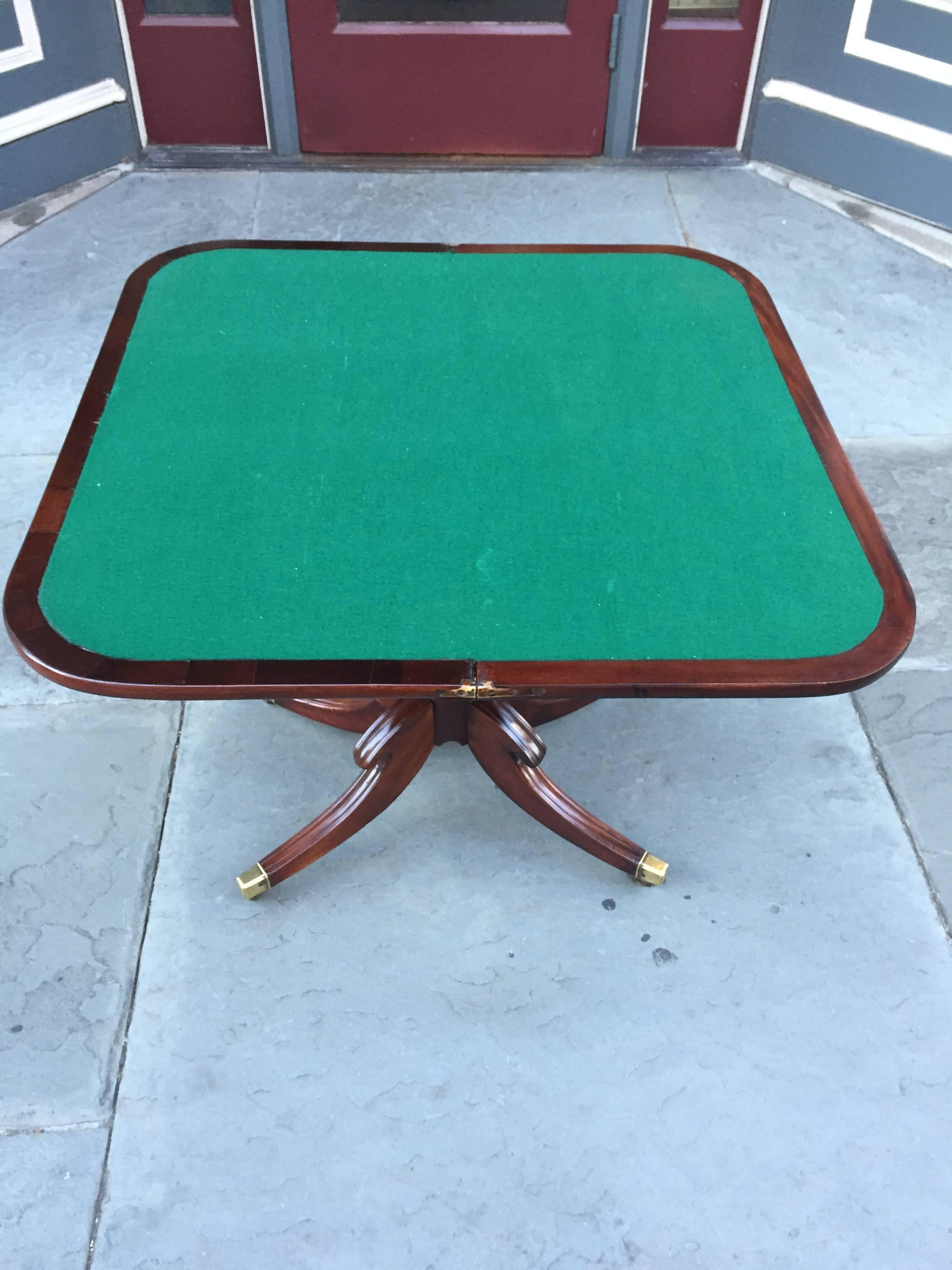 Mahogany 19th Century Regency Satinwood Barbados Card Table For Sale