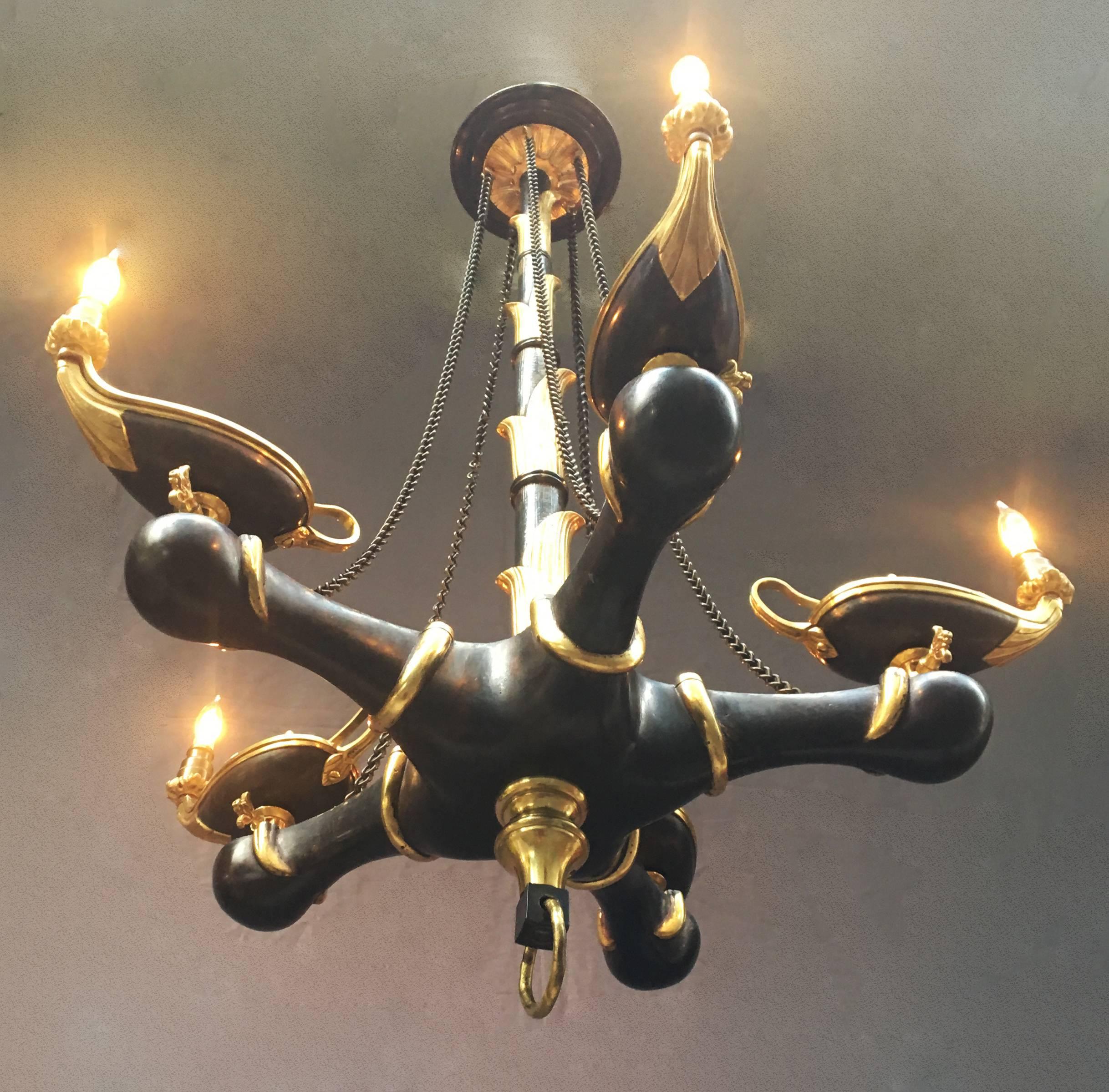 Mid-19th Century French Bronze Chandelier In Excellent Condition For Sale In Charleston, SC