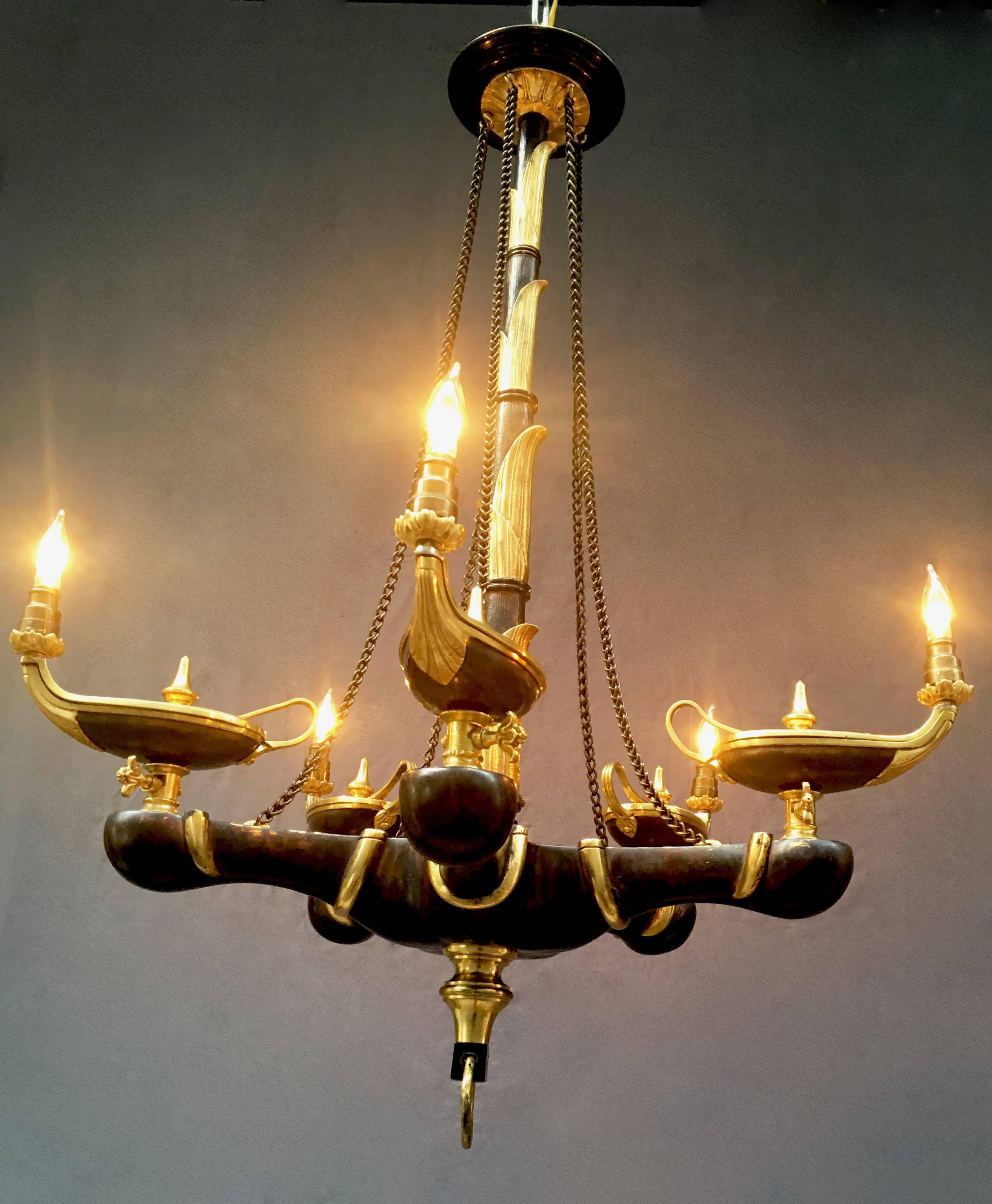 Mid-19th Century French Bronze Chandelier For Sale 2