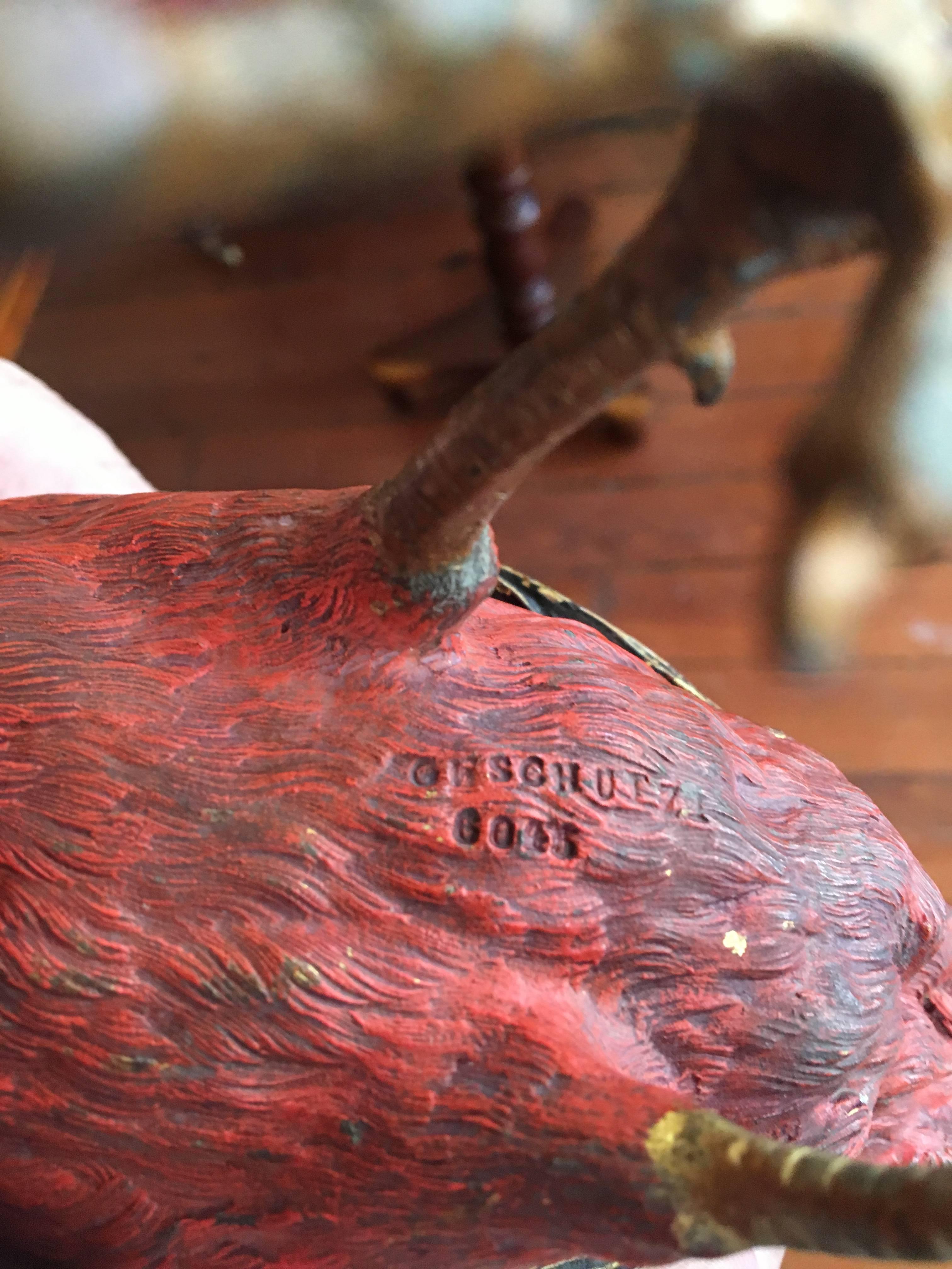 Hand-Painted Vienna Bronze Golden Pheasant Sculpture by Franz Xaver Bergman