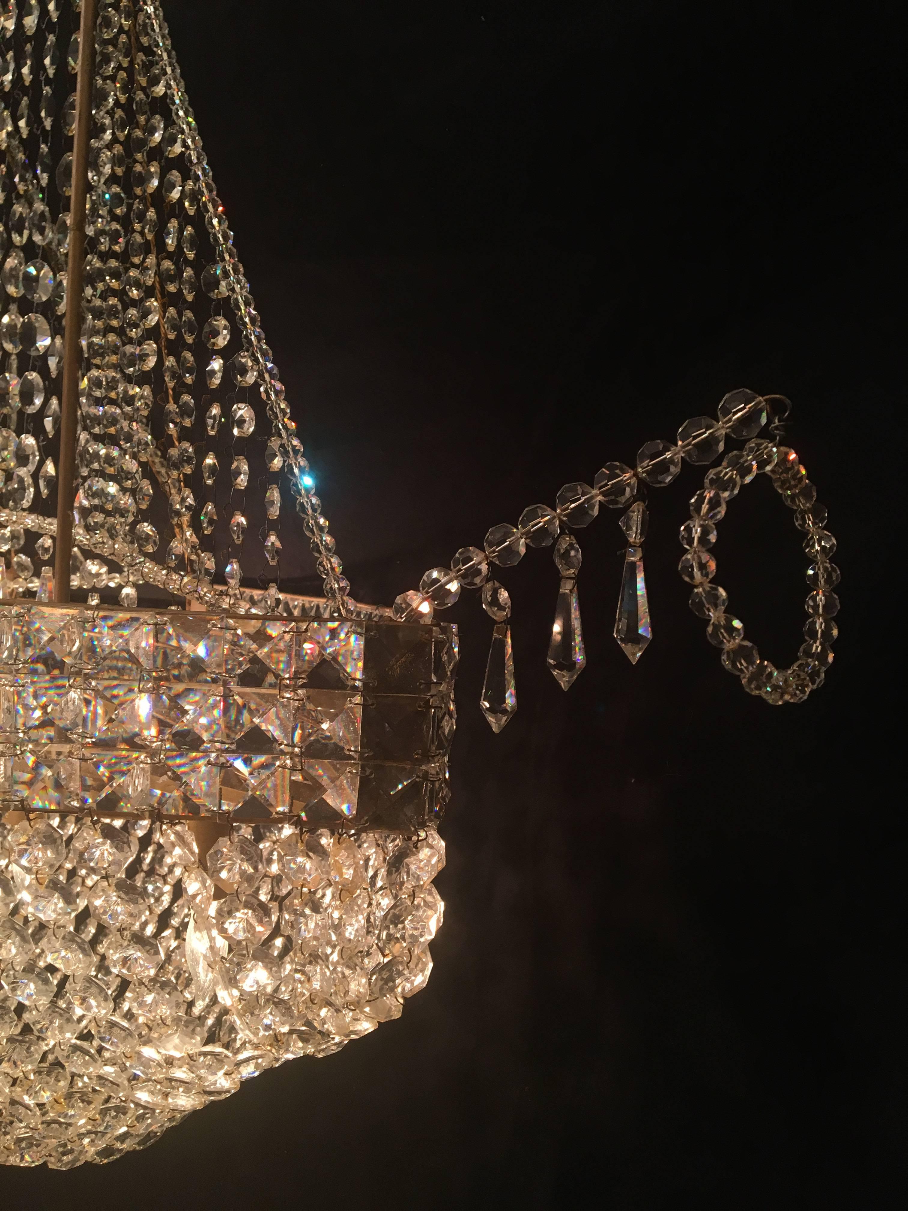 20th Century French Crystal Ship Chandelier 1