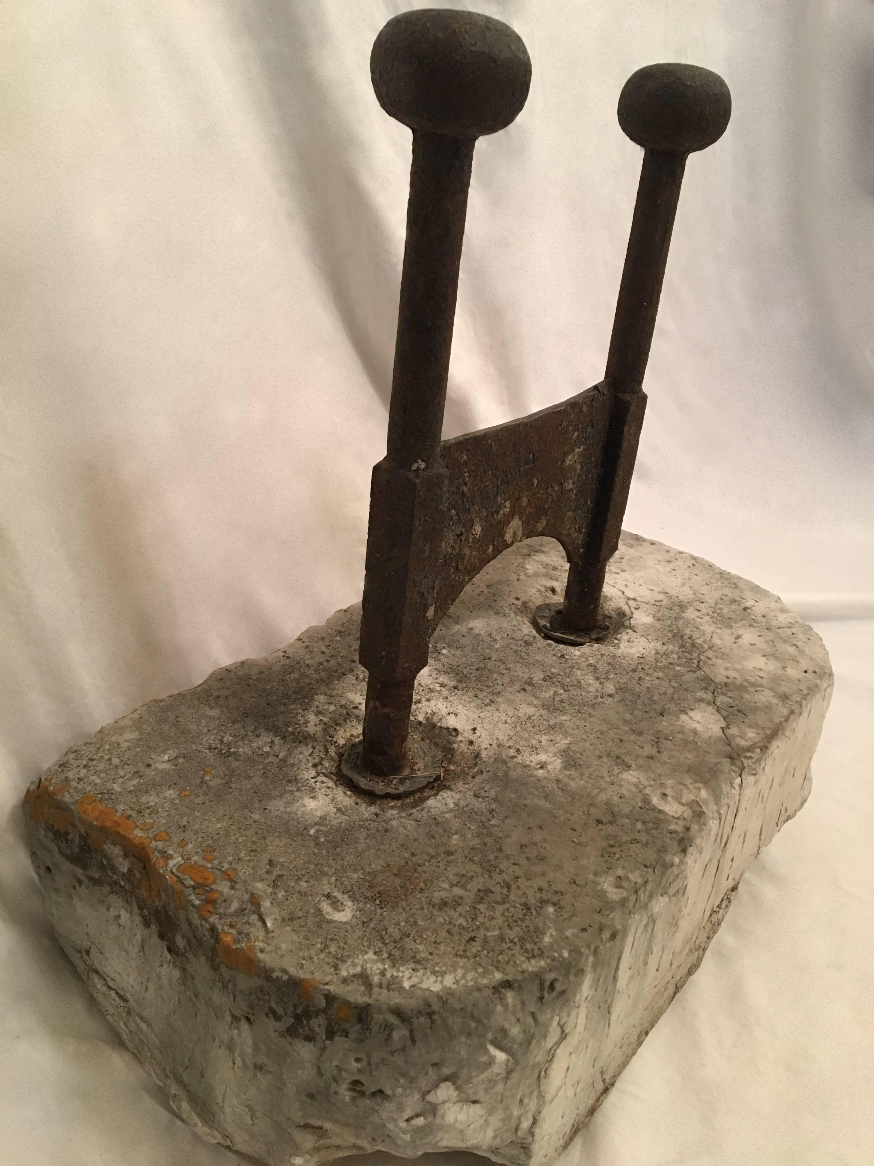 Originally made in Charleston, South Carolina, and bought for an estate in Georgia, this hand-wrought iron boot scraper would be a perfect addition for an entrance to any home. Boot scrapers, as the name suggests, were designed to scrape off the mud