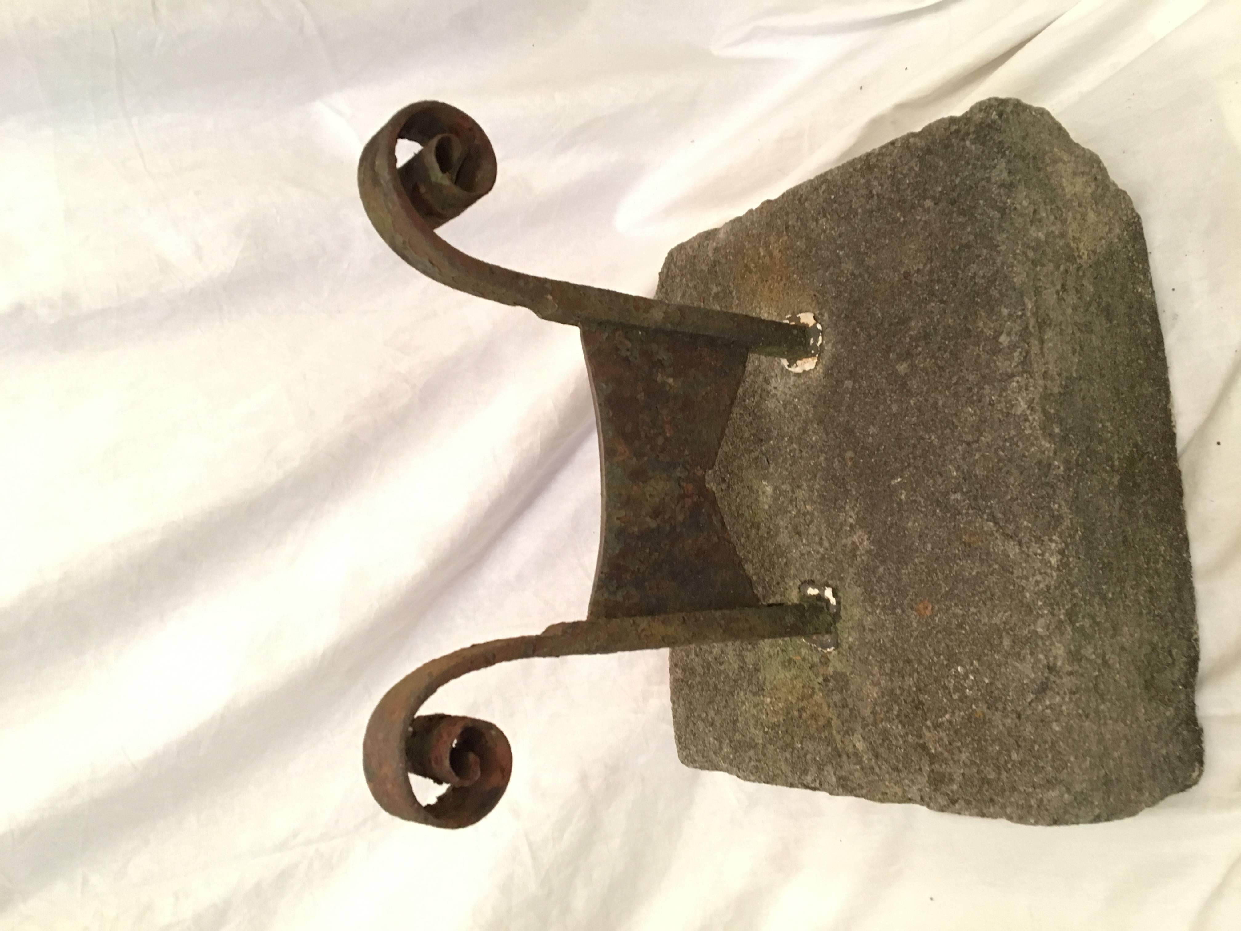 18th Century Iron Boot Scraper Set in Limestone  1