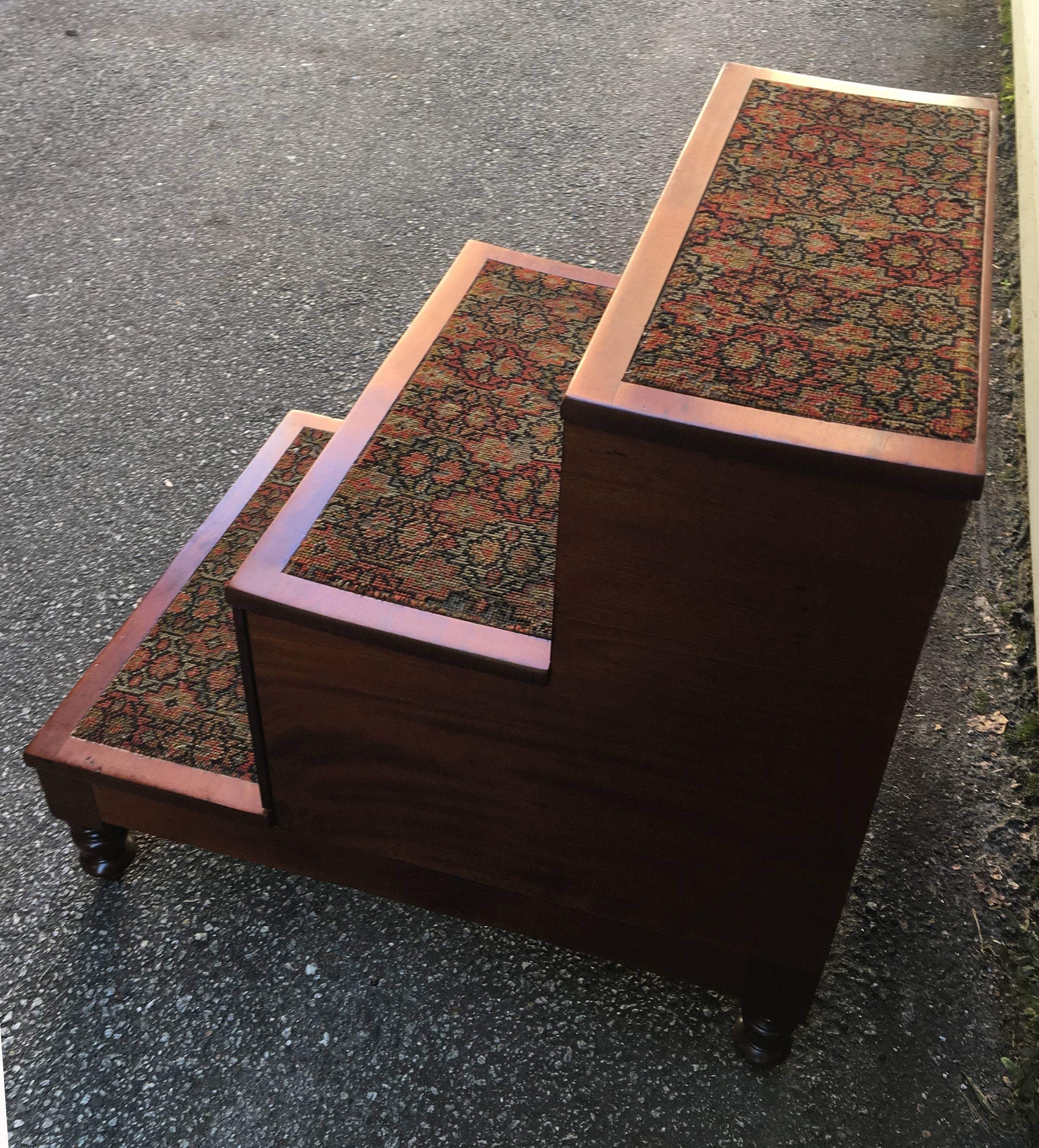 Pine 19th Century American Southern Flame Mahogany Bed Steps