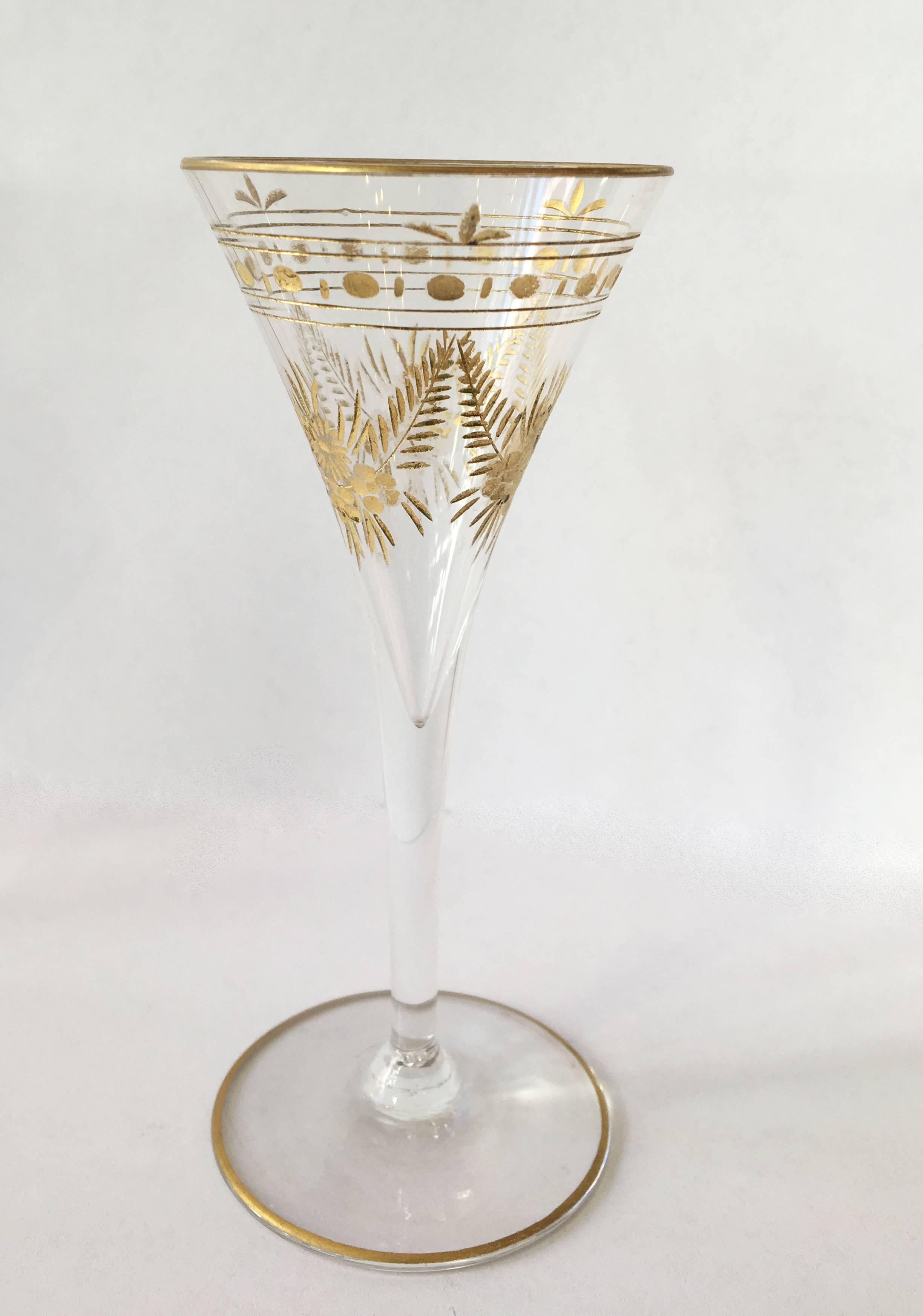 Regency Mid-19th Century Gold Etched Drinking or Liqueur Glasses