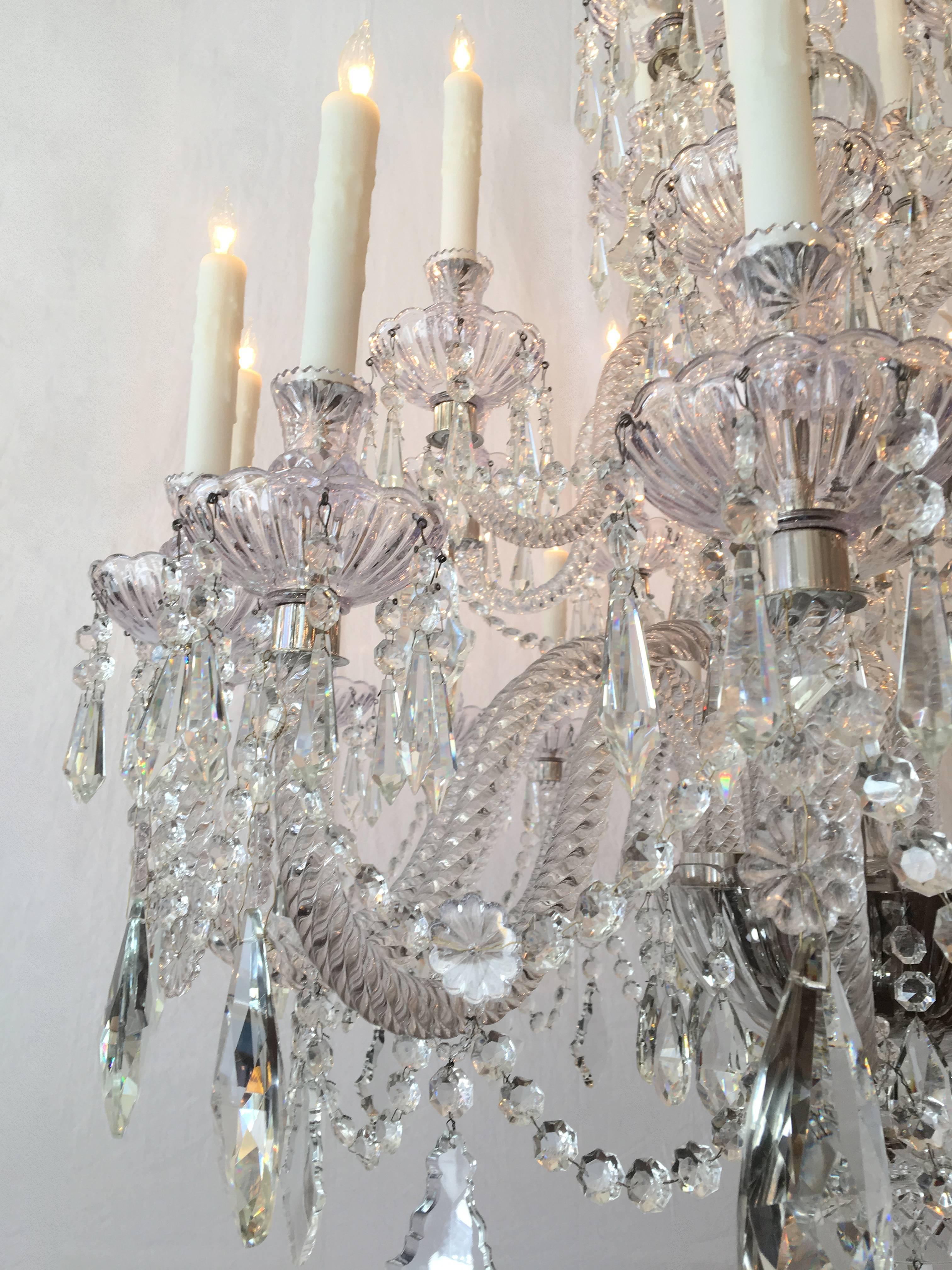 20th Century Baccarat Quality Crystal Chandelier In Excellent Condition In Charleston, SC
