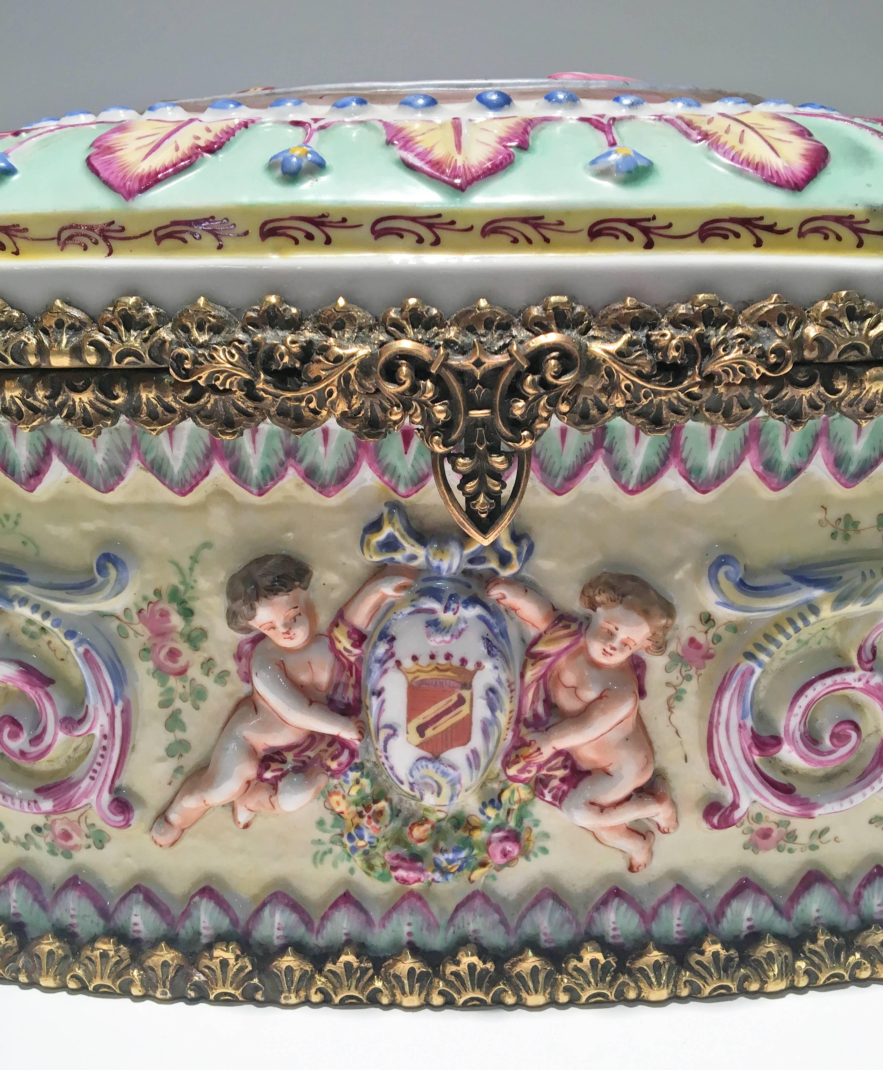 Italian 19th Century Capo Di Monte Porcelain Box