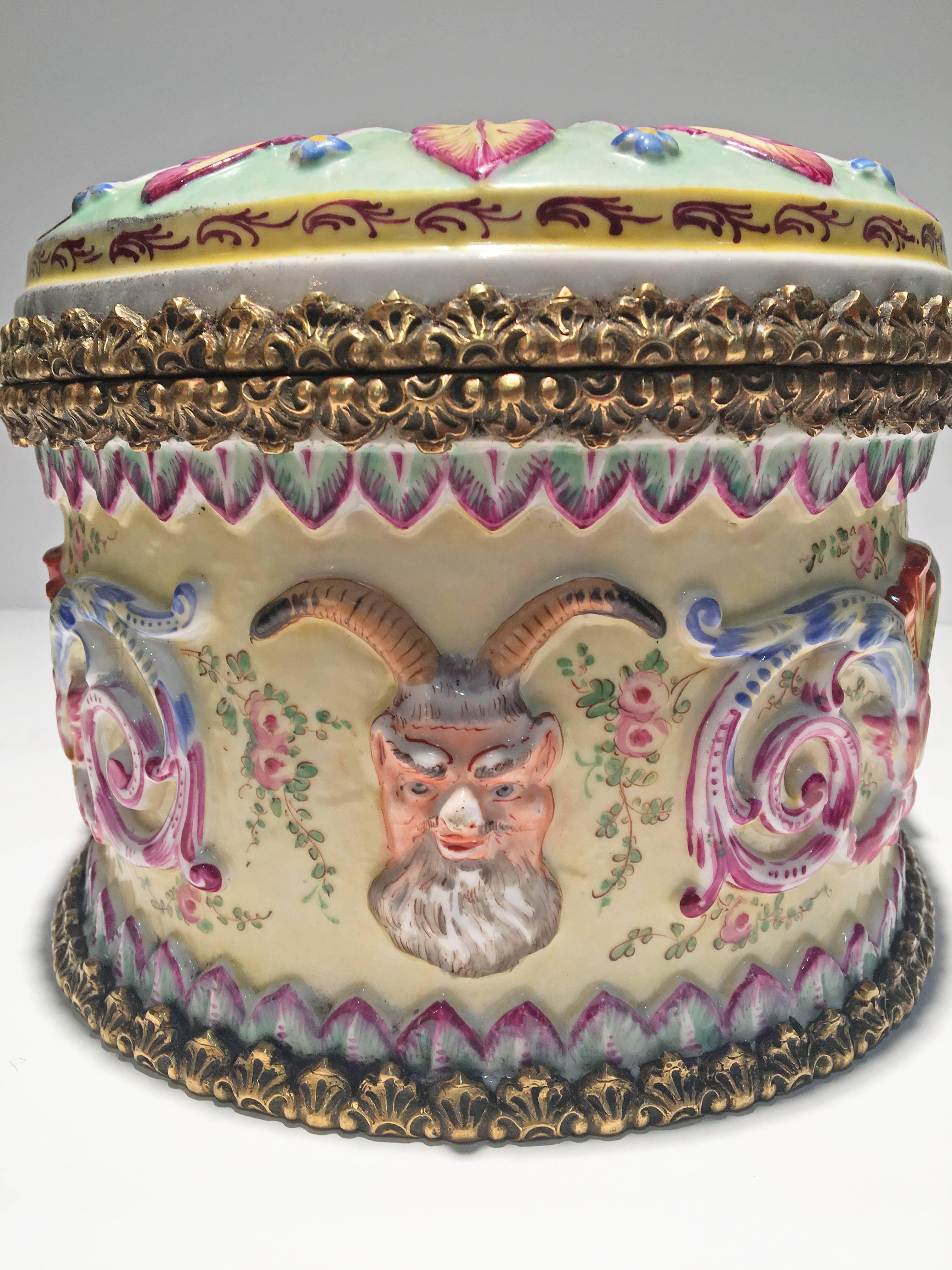 Hand-Painted 19th Century Capo Di Monte Porcelain Box