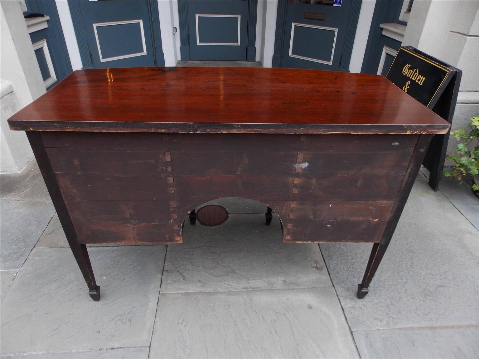 English Hepplewhite Mahogany Bow Front Inlaid Sideboard, Circa 1780 For Sale 3