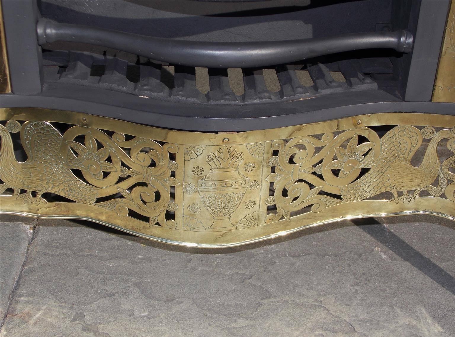 English Adam Cast Iron and Brass Hand Chased Coal Grate, Circa 1780 1
