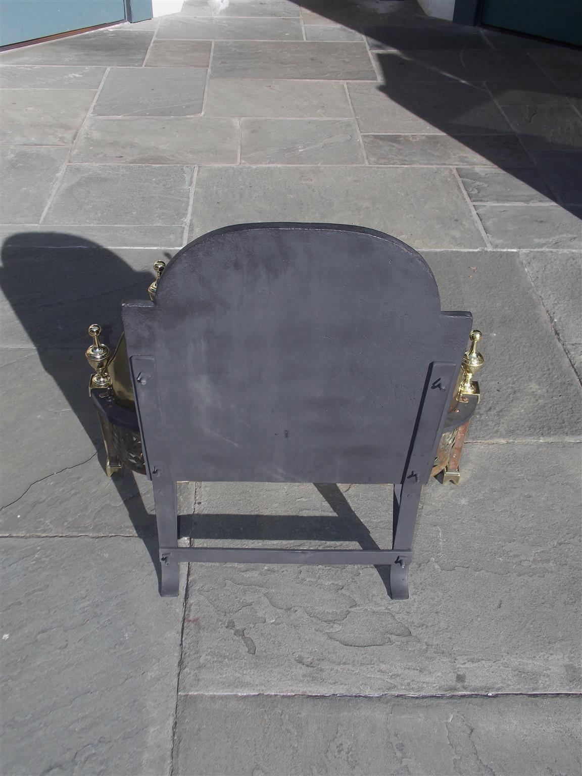 English Adam Cast Iron and Brass Hand Chased Coal Grate, Circa 1780 4