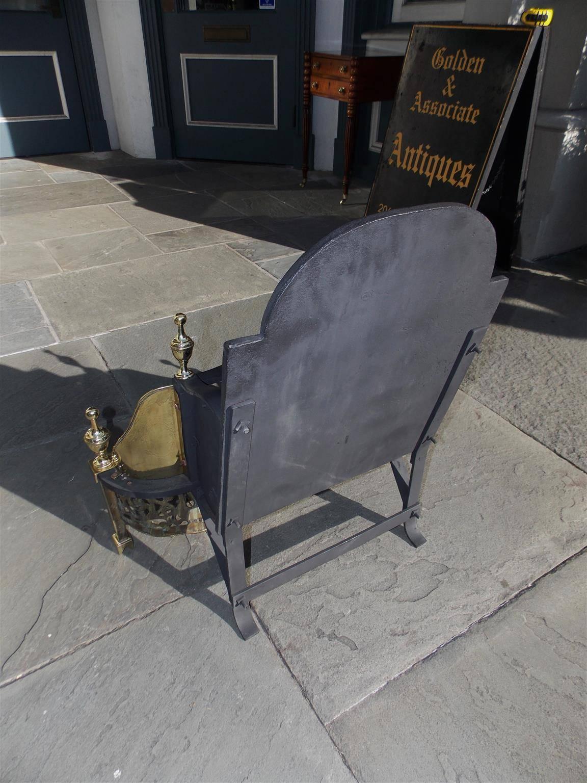 English Adam Cast Iron and Brass Hand Chased Coal Grate, Circa 1780 5