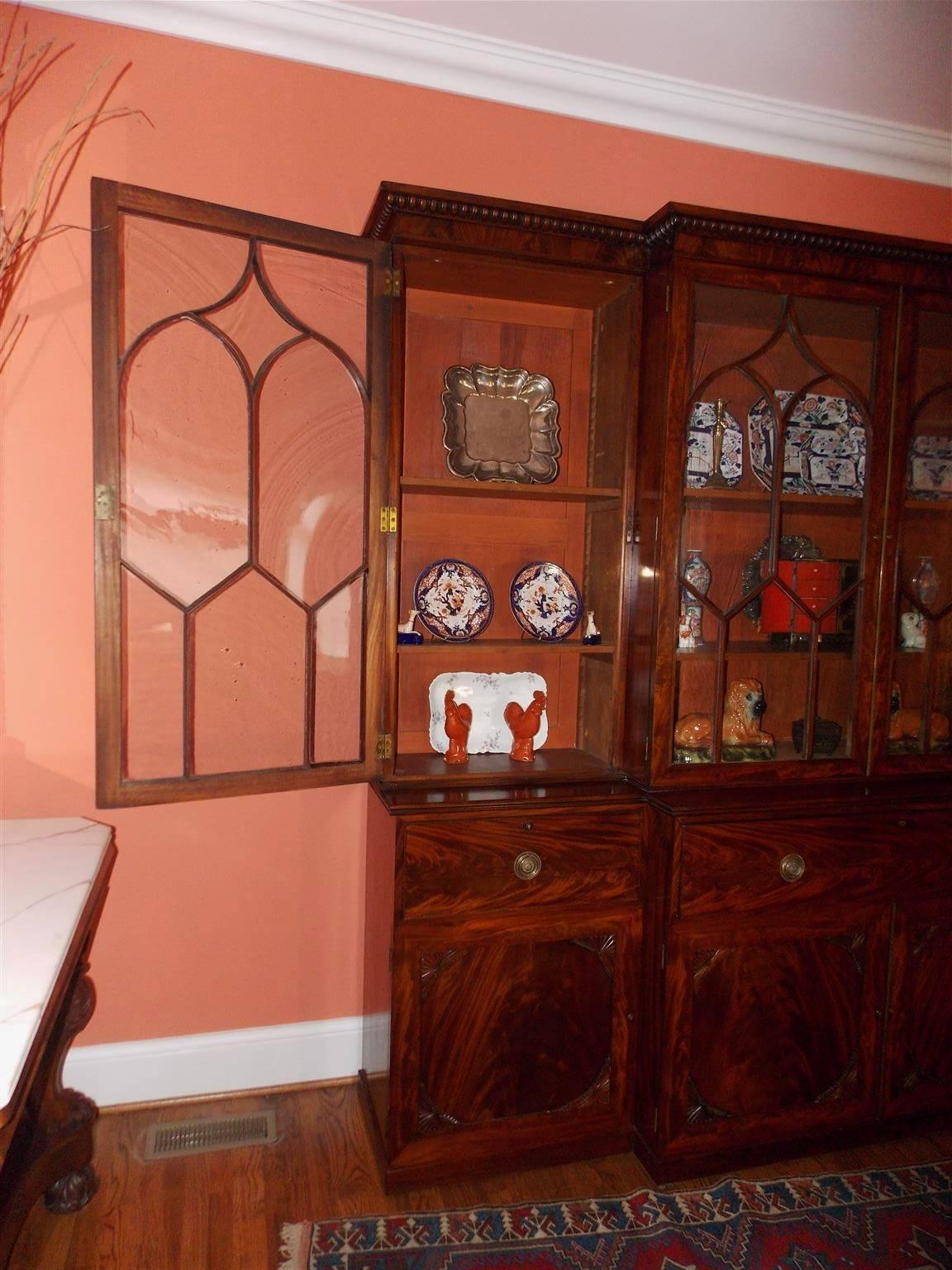 English Chippendale Mahogany Breakfront With Secretary, Circa 1790 In Excellent Condition For Sale In Hollywood, SC