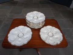 Set of Six French Porcelain Limoges Oyster Plates, Circa 1890