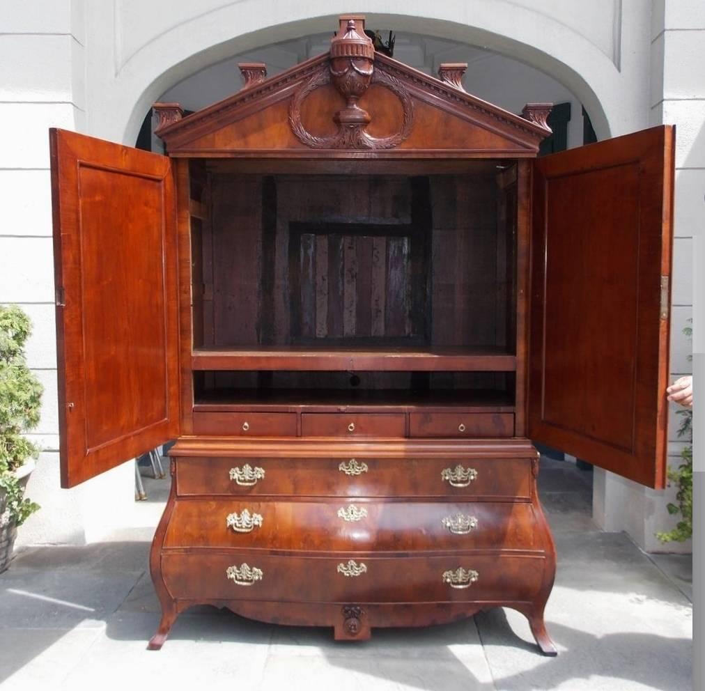 Dutch Colonial Dutch Yew Wood Paladian & Bombay Linen Press, Circa 1760 For Sale