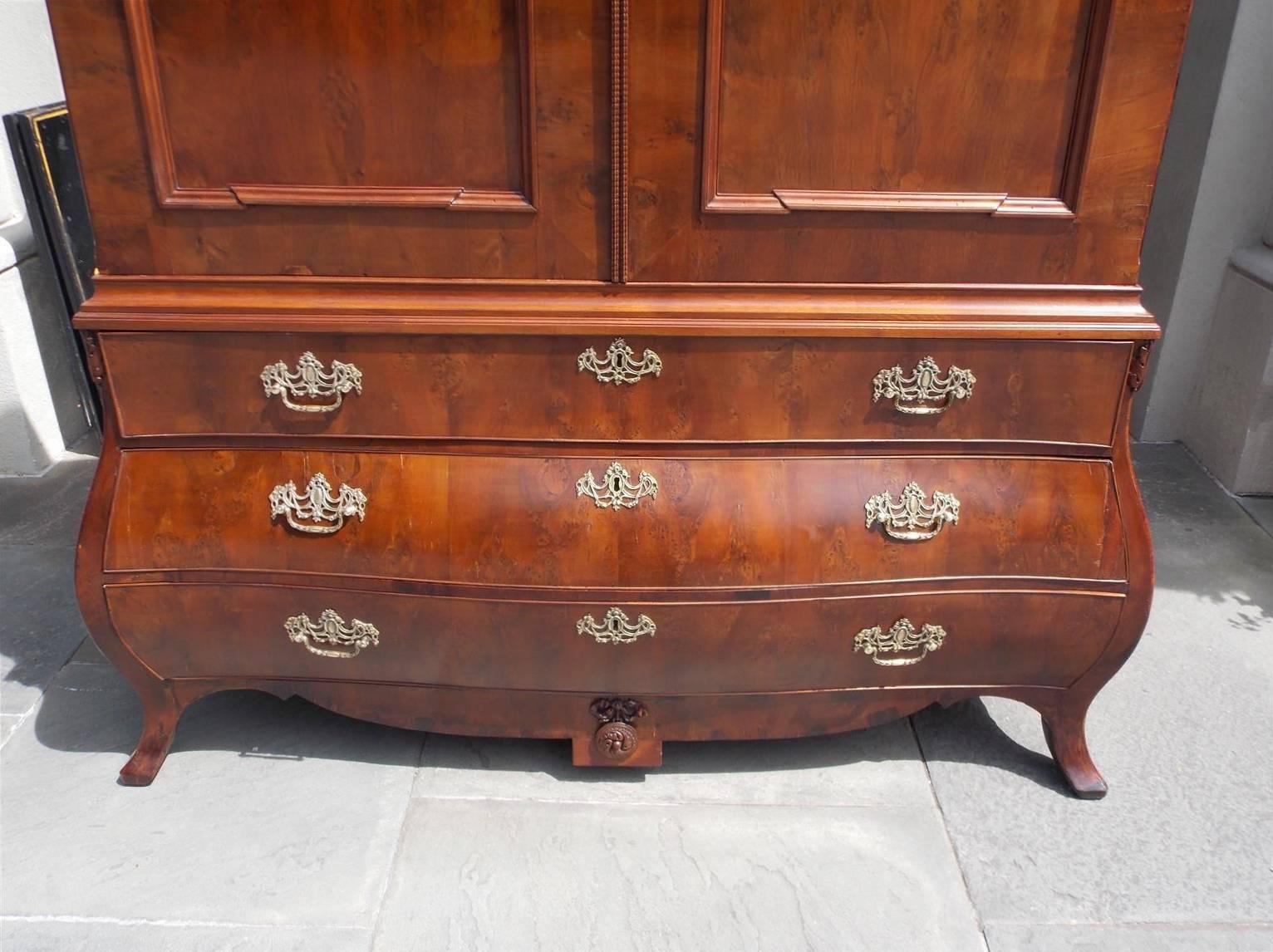 Dutch Yew Wood Paladian & Bombay Linen Press, Circa 1760 For Sale 1