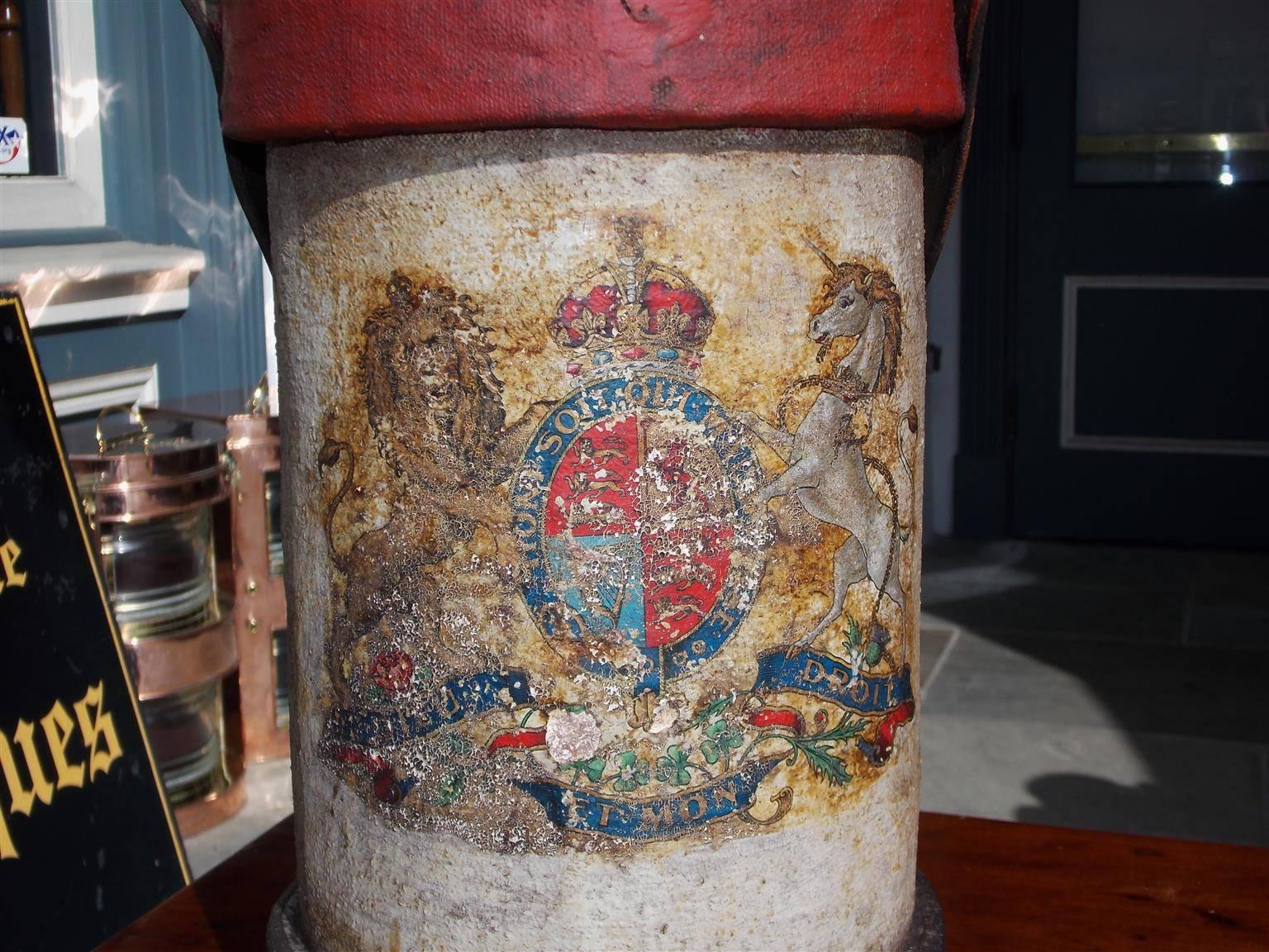 Cast British Royal Navy Leather Shot Bucket, Circa 1820