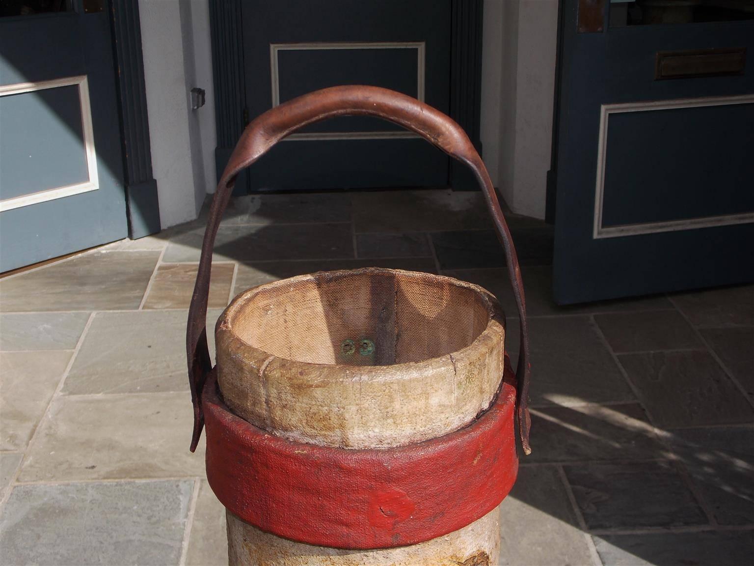 George III British Royal Navy Leather Shot Bucket, Circa 1820