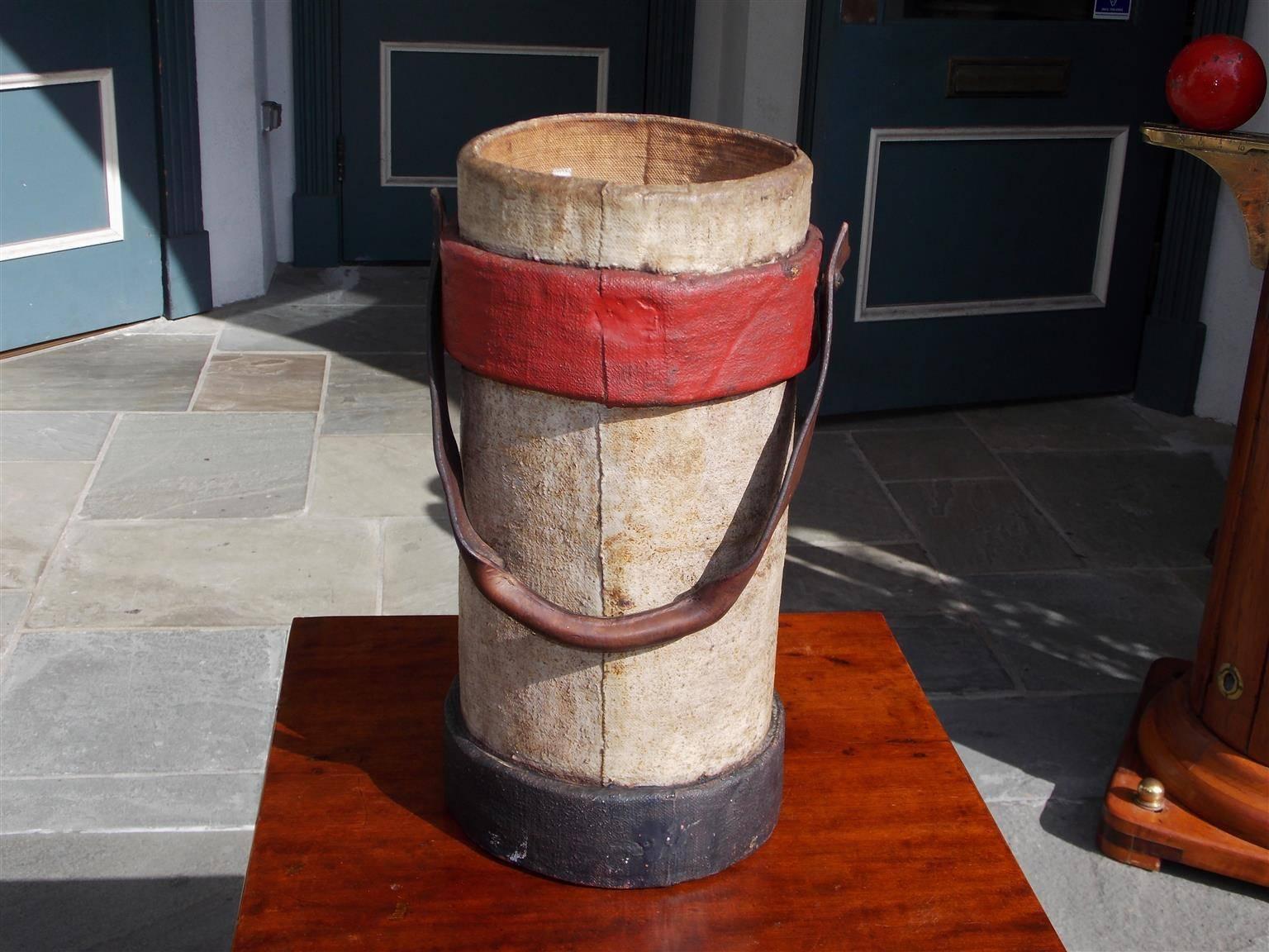 Early 19th Century British Royal Navy Leather Shot Bucket, Circa 1820