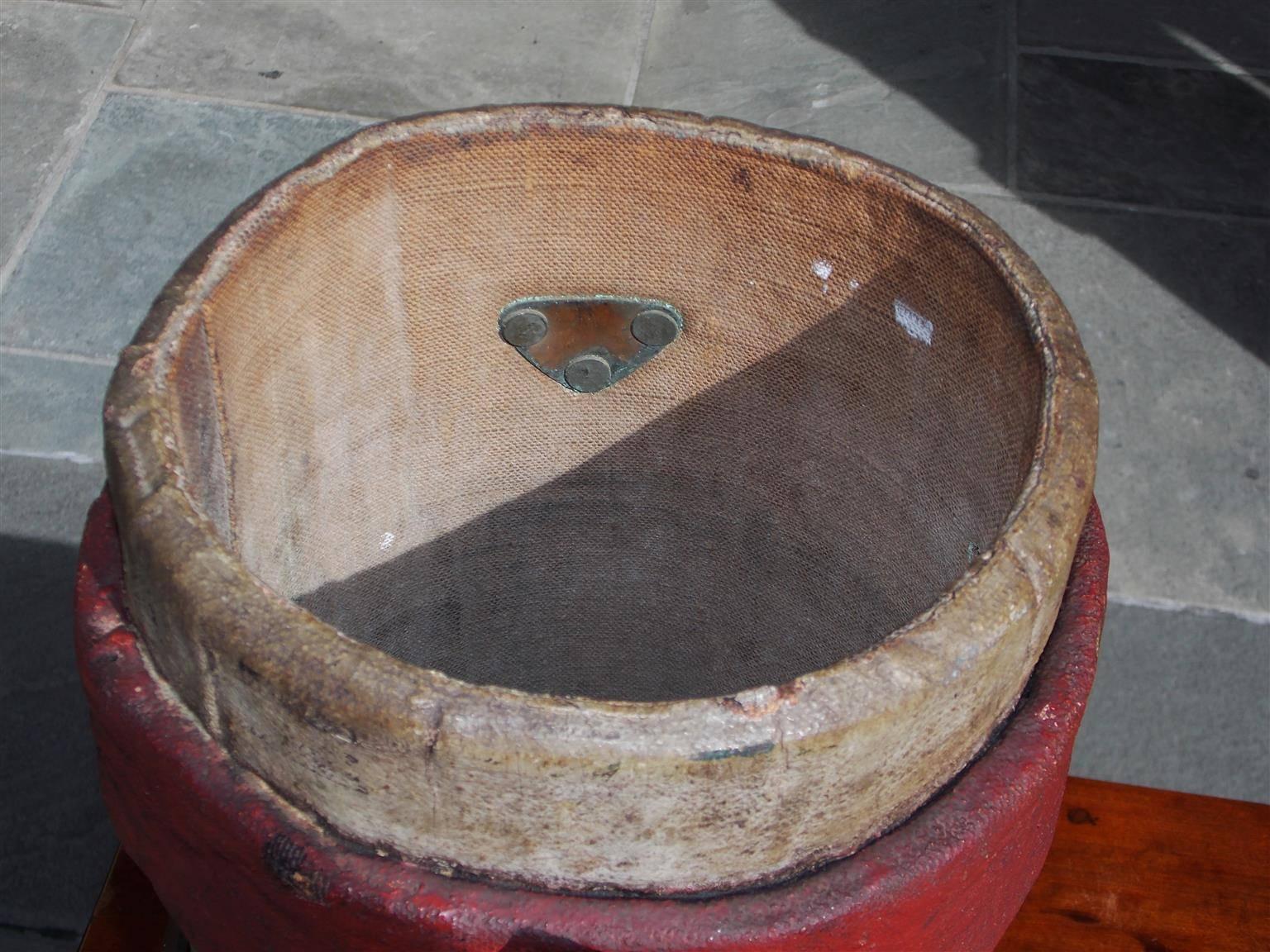 English British Royal Navy Leather Shot Bucket, Circa 1820
