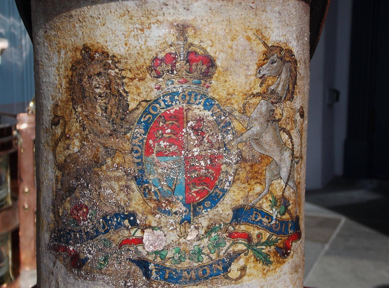 British Royal Navy Leather Shot Bucket, Circa 1820 In Excellent Condition In Charleston, SC