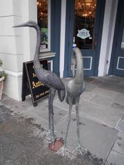 Pair of English Bronze Crane Garden Ornaments, Circa 1880