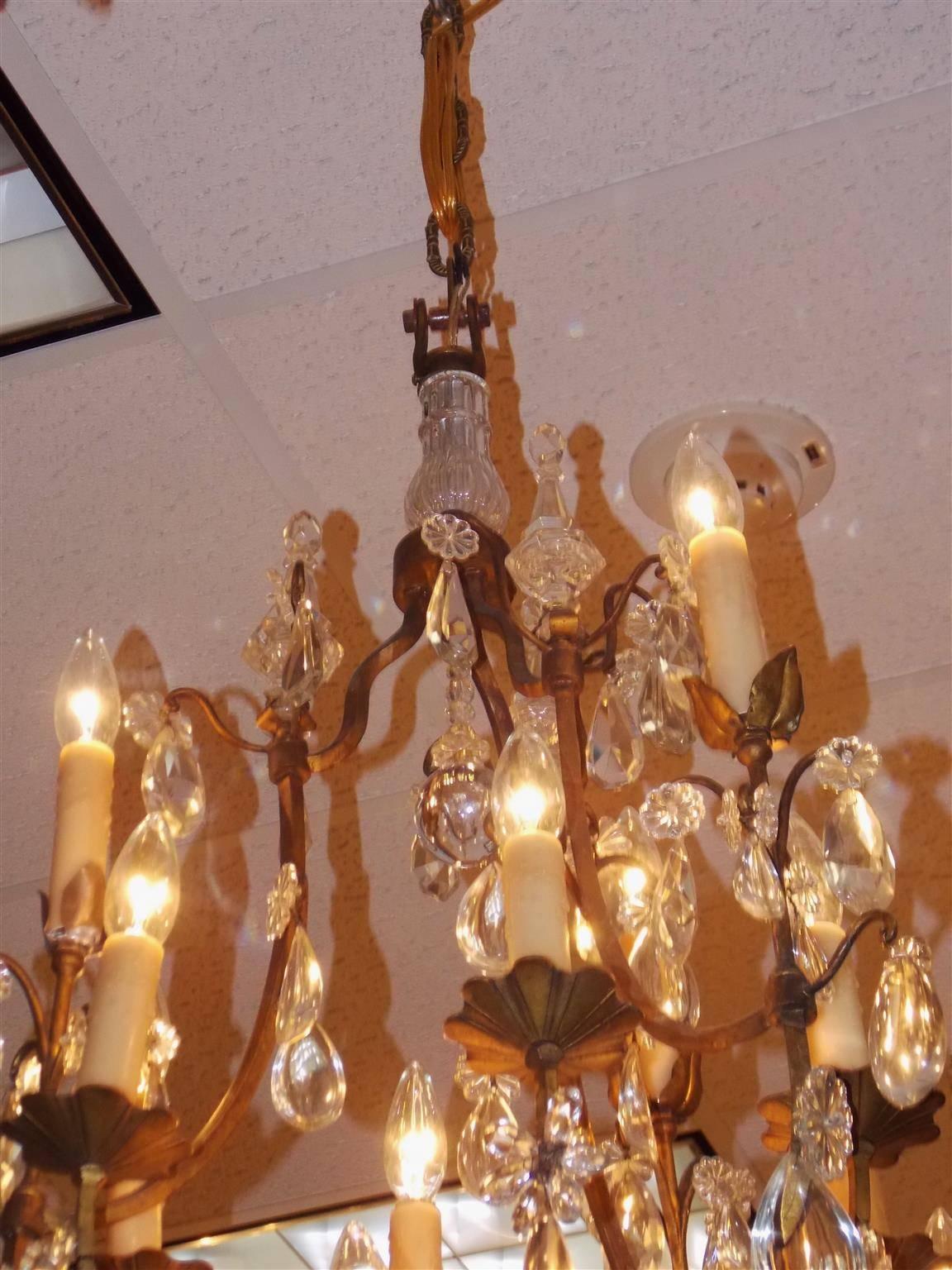 French Gilt Bronze & Crystal Sphere Chandelier , Circa 1820 In Excellent Condition For Sale In Hollywood, SC