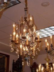 French Gilt Bronze & Crystal Sphere Chandelier , Circa 1820