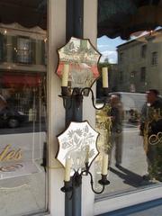 Pair of Venetian Bronze & Decorative Etched Mirrored Wall Sconces, C. 1800