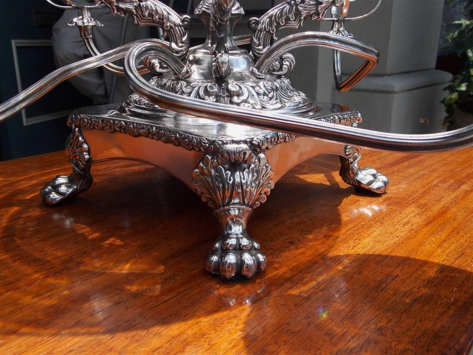 English Sheffield Cut Crystal Acanthus & Berry Epergne, Circa 1830 For Sale 2