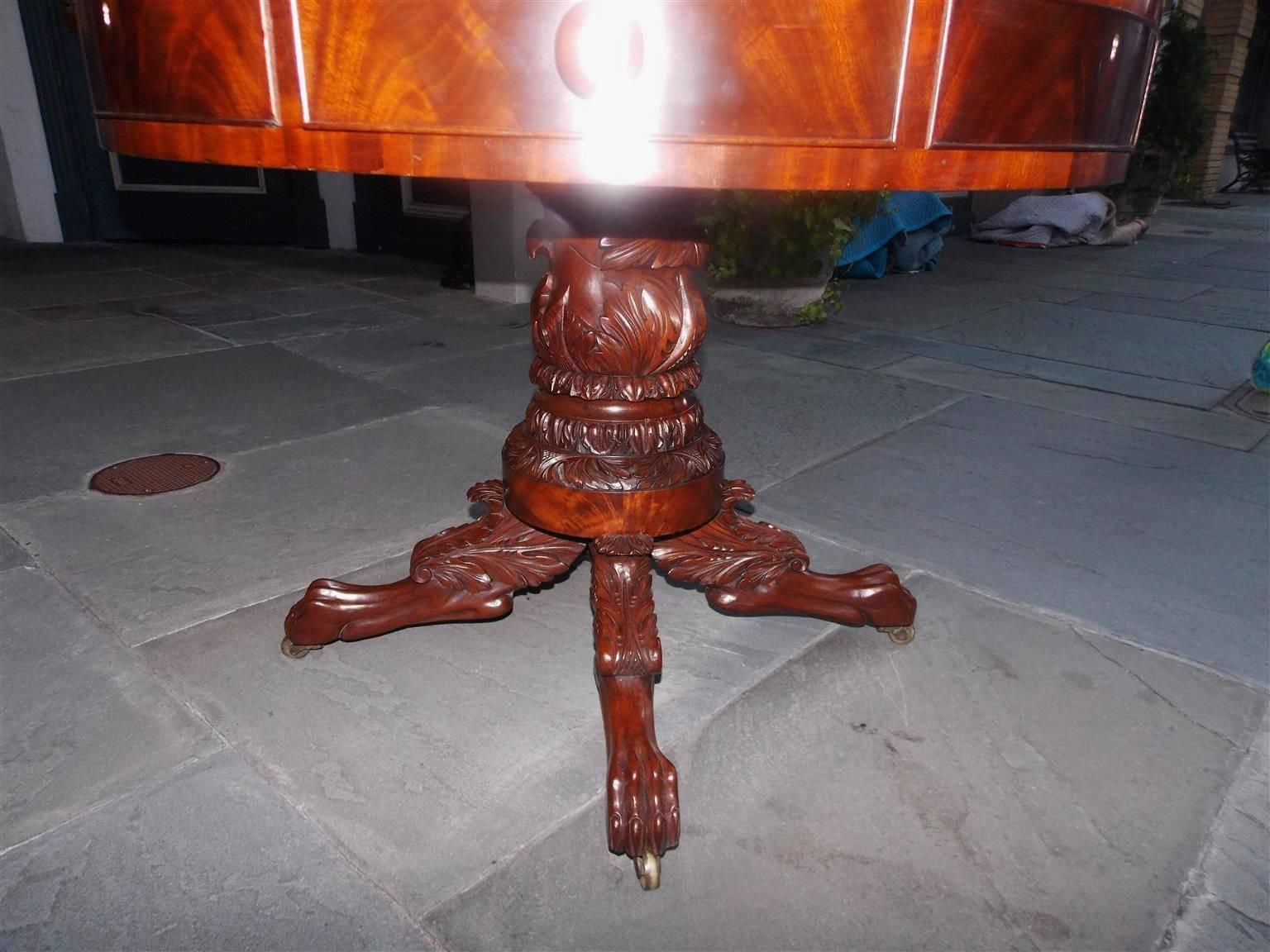 Brass American Mahogany Inlaid Circular Game Table, Philadelphia, Circa 1810