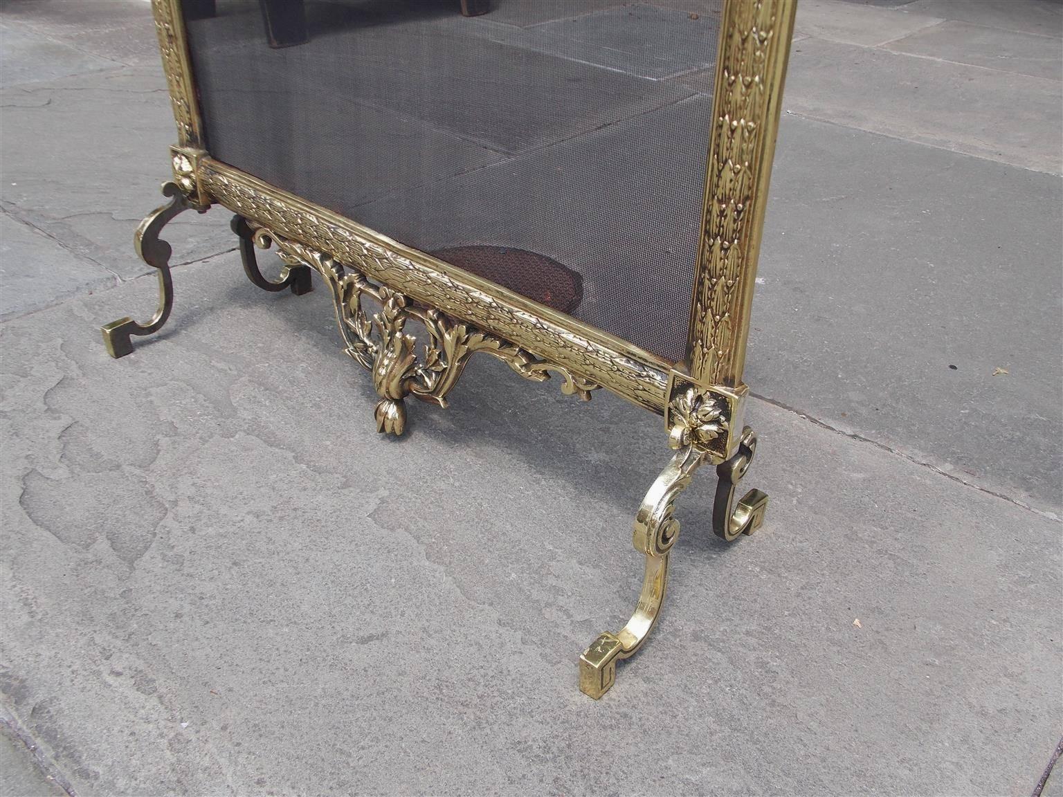 French Brass Lyre & Floral Acanthus Free Standing Fire Screen, Circa 1830 3