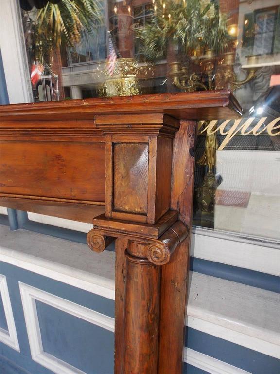 Charleston Cypress and Heart Pine Mantel With Starburst Motif. Circa